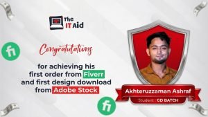 The IT Aid graphic design student success story for first Fiverr order and Adobe Stock design download