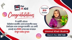 The IT Aid digital marketing student success story earning from an Instagram to Facebook marketing project
